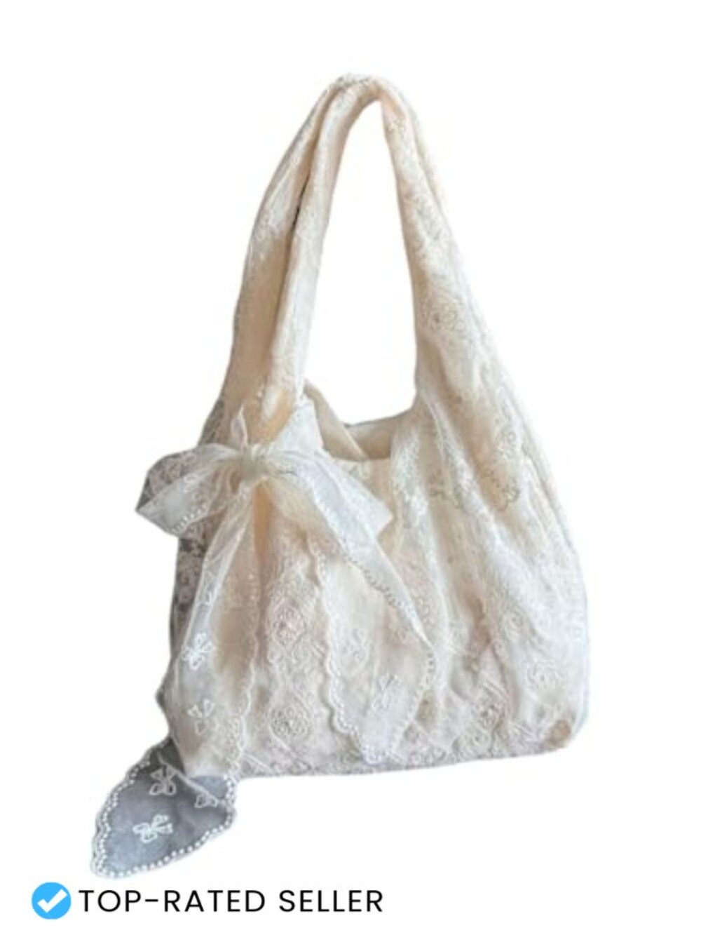 SweatyRocks Lace Tote Bag Bow Purse Cute Shoulder Handbag Large